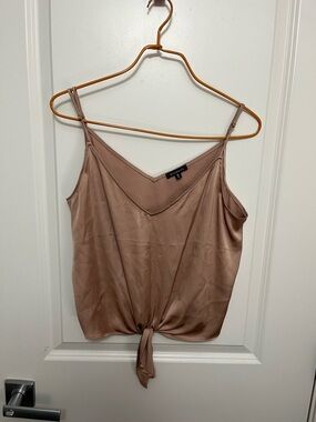 Dynamite Satin Tie-Front Cropped Top in size S